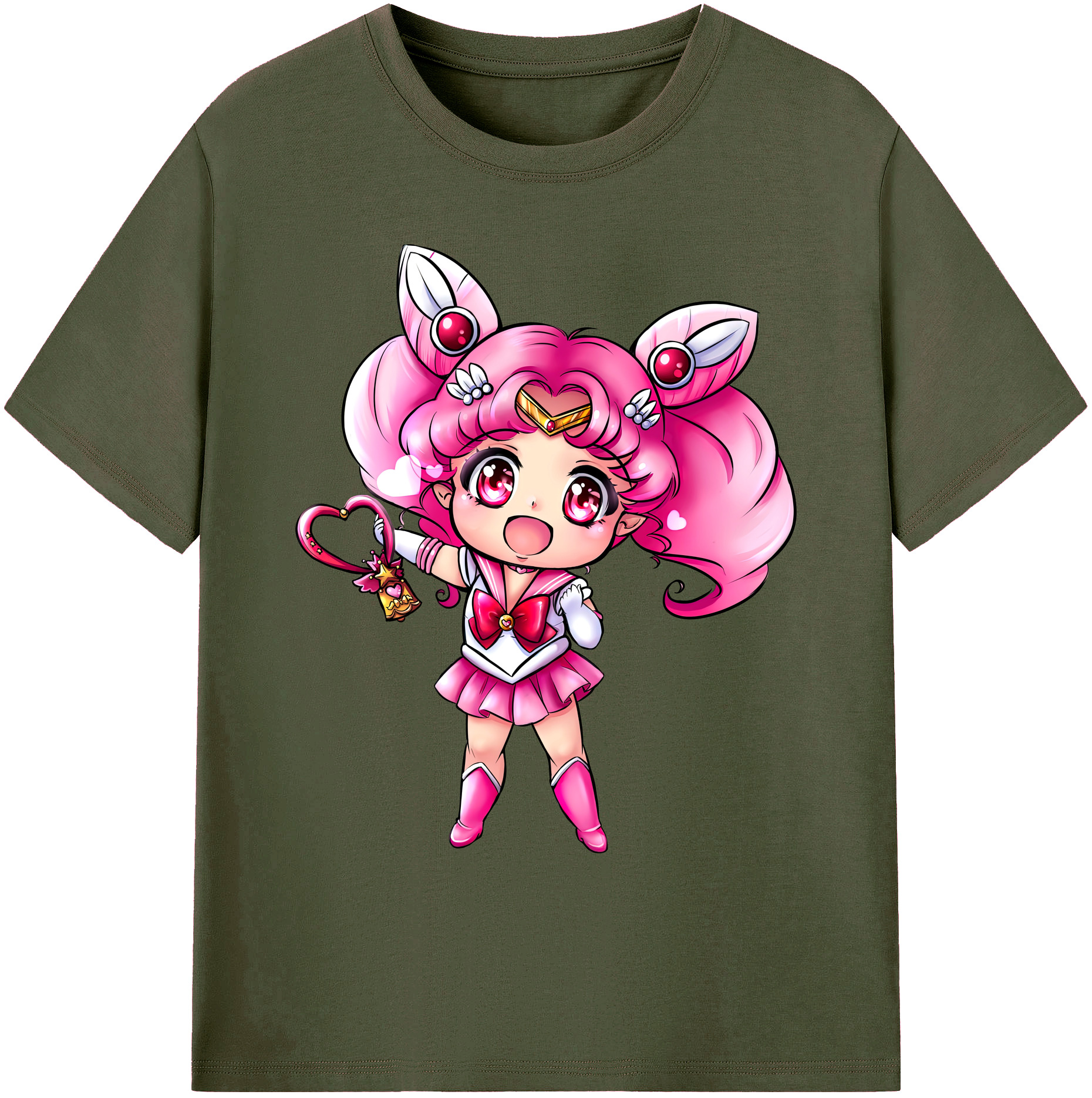 （画像用） 美少女戦士セーラームーン ちびうさ Sailor Moon Chibiusa Tsukino Usagi Small Lady Serenity 綿100％ メンズ半袖Tシャツ｜肌触りやわらか＆通気性